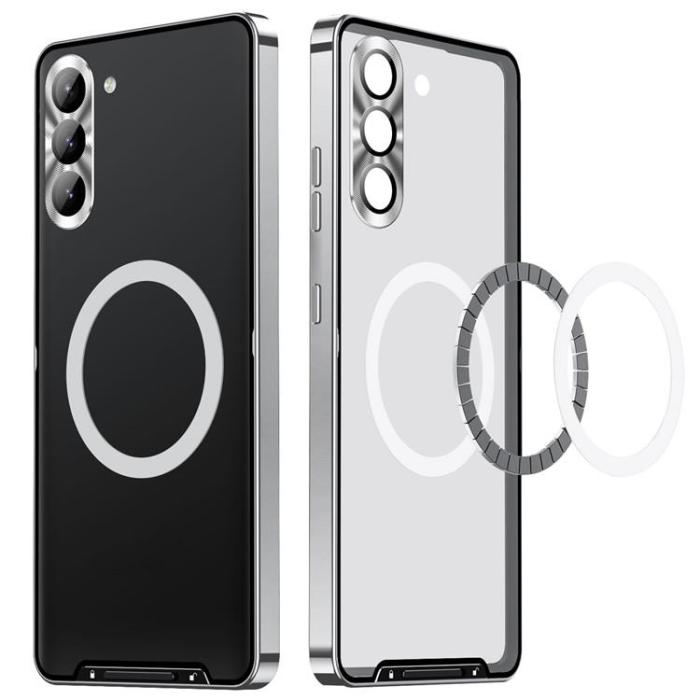 A-One Brand - Galaxy S24 Mobilskal MagSafe Metal Frame - Silver