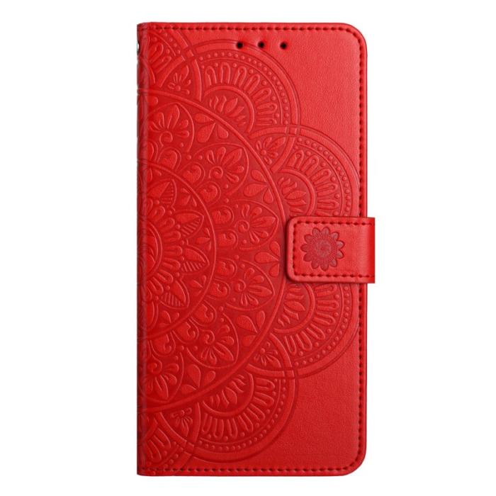 OEM - Samsung Galaxy A37 Plånboksfodral Konstläder Mandala Mönster - Röd