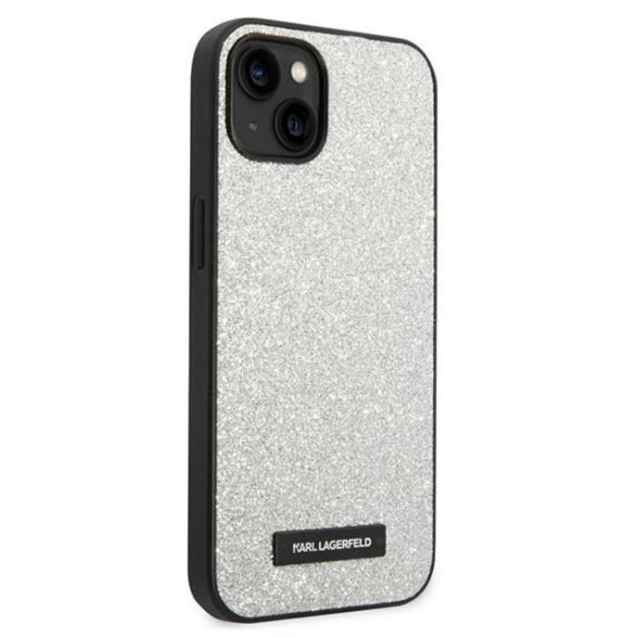 KARL LAGERFELD - Karl Lagerfeld iPhone 14 Plus Skal Glitter Plaque Logo - Silver