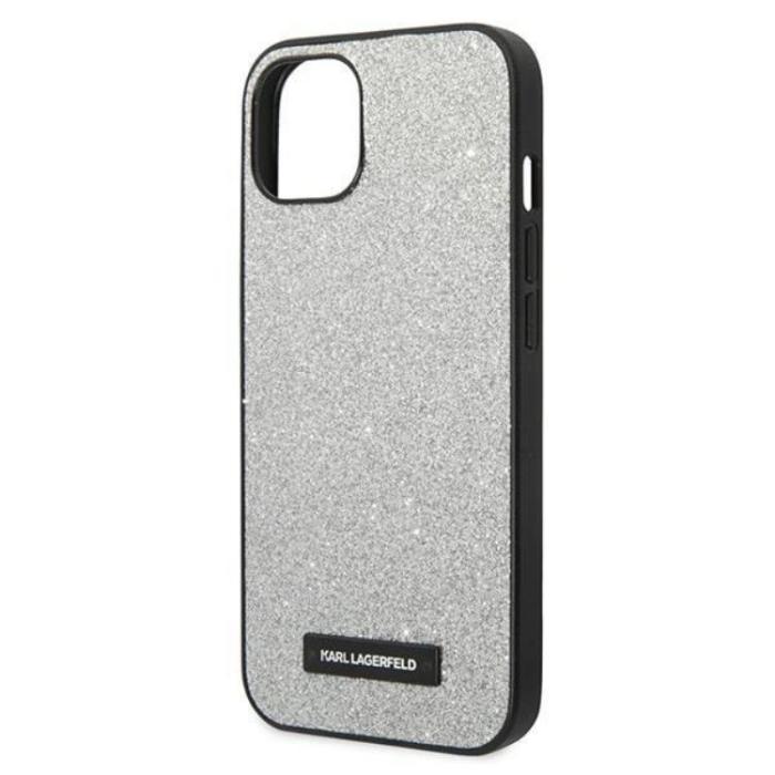 KARL LAGERFELD - Karl Lagerfeld iPhone 14 Plus Skal Glitter Plaque Logo - Silver