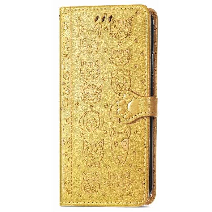 A-One Brand - Google Pixel 10/10 Pro Plånboksfodral Cat Dog Pattern - Gul