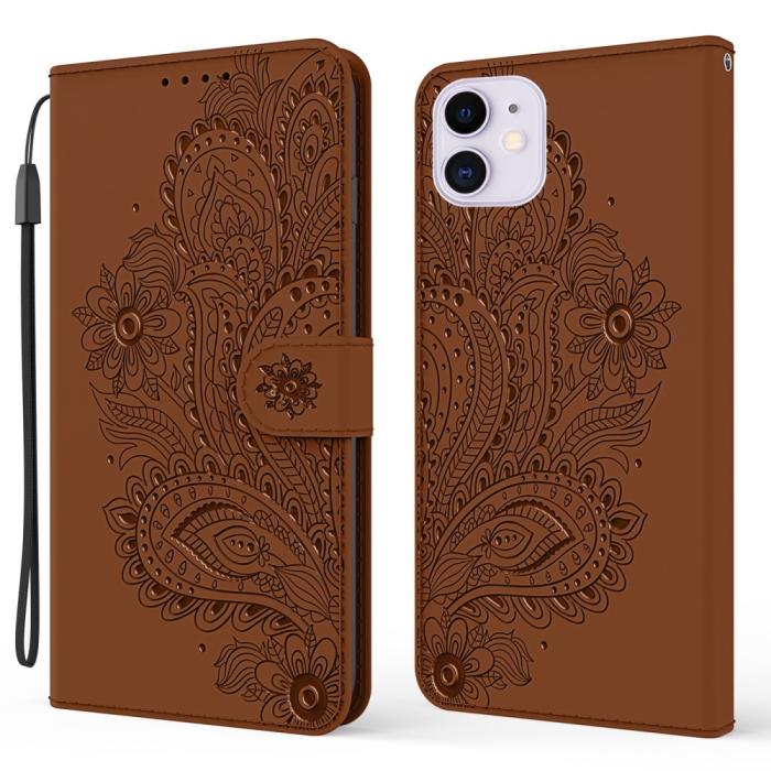 UTGATT1 - Blommor iPhone 13 Mini Plånboksfodral - Brun