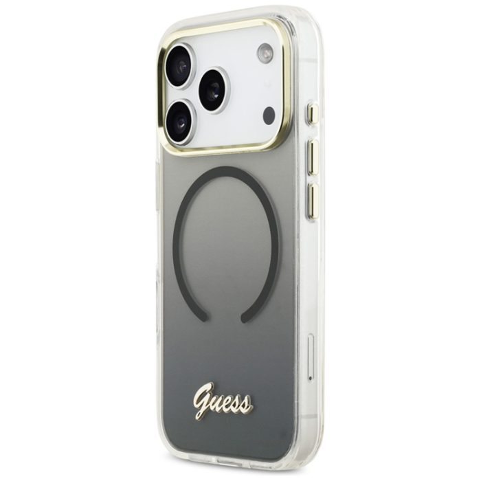 Guess - Guess Mobilskal För iPhone 17 Pro MagSafe IML Gradient Script Metal - Svart