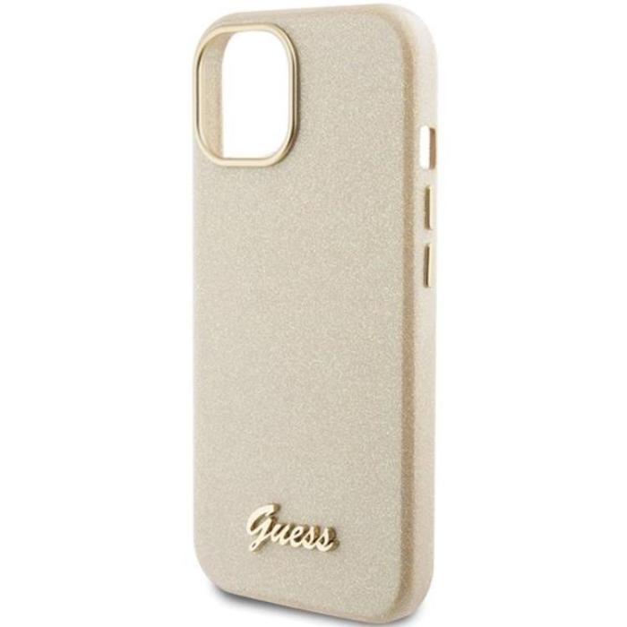 Guess - Guess iPhone 15 Mobilskal Glitter Glossy Script - Guld