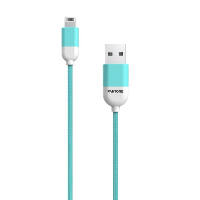 PANTONE - Pantone USB/Lightning 1.5m Kabel MFi 2.4A Teal 3242C - Blå