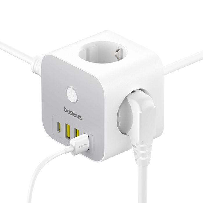 BASEUS - Baseus Power Strip Cube 20W 3xAC 3xUSB-A 1xUSB-C 1.5m - Vit