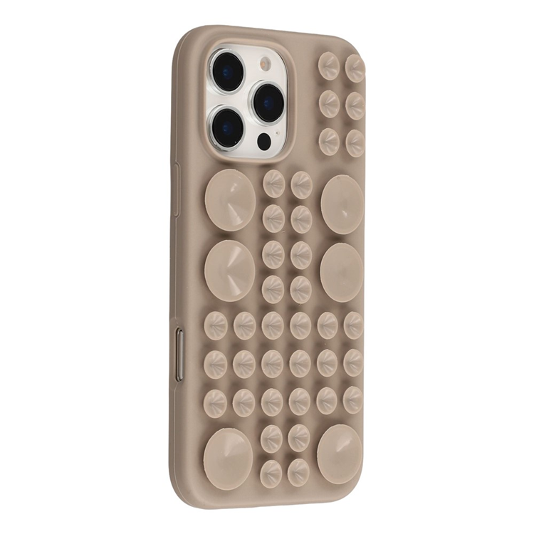 iPhone 16 Pro Mobilskal Sugkopp Silikon med Tygfoder - Grå (Titangrå) | 2353 | AlltMobil