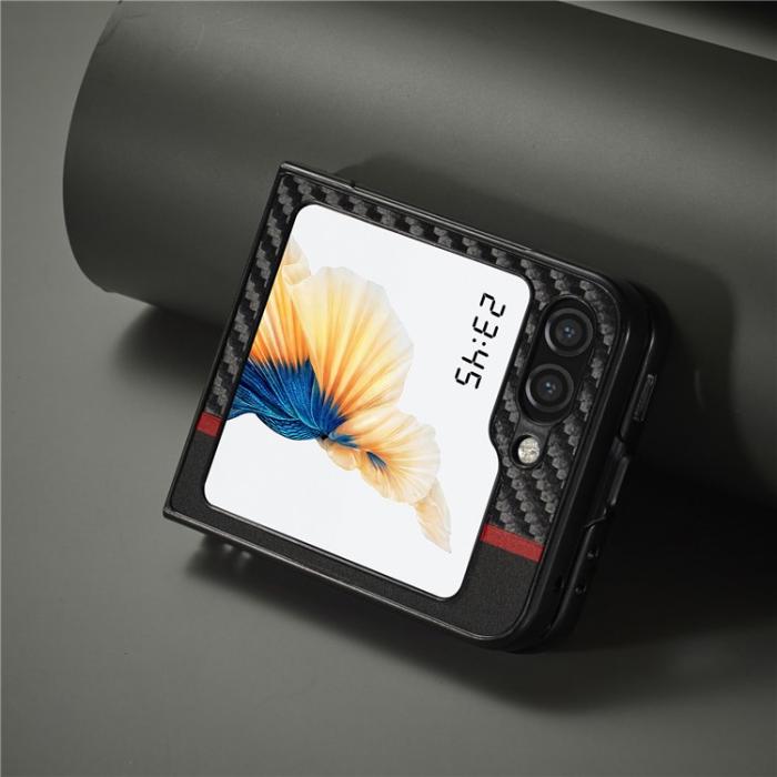 LC.imeeke - LC.IMEEKE Galaxy Z Flip 5 Mobilskal Carbon Fiber - Svart