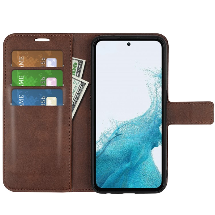 A-One Brand - Galaxy A54 5G Plånboksfodral Calf Flip Folio - Brun