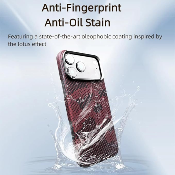 A-One Brand - iPhone 17 Mobilskal MagSafe Kevlar Metal Ring - Sun Röd