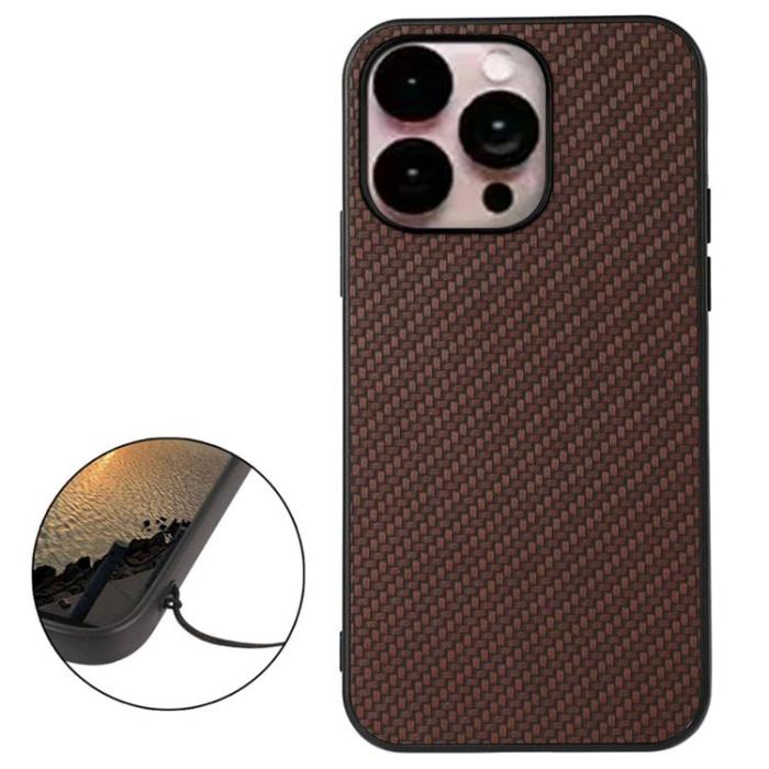 OEM - iPhone 14 Pro Skal Carbon Fiber - Brun