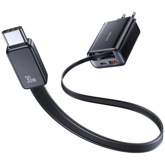 USAMS - USAMS Snabbladdare 30W 1xUSB-C 1xUSB-A Med USB-C Kabel - Vit
