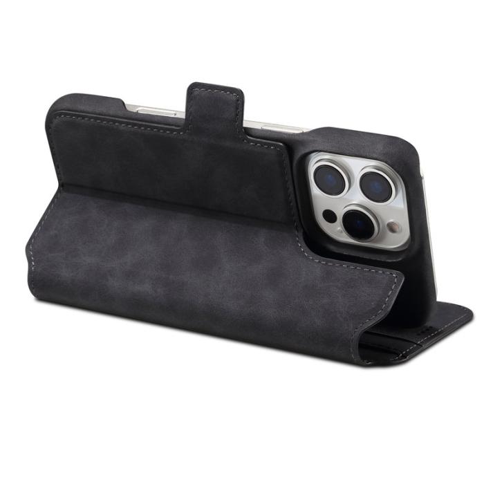 DENIOR - DENIOR B07 iPhone 16 Pro Plånboksfodral Konstläder Avtagbart - Svart