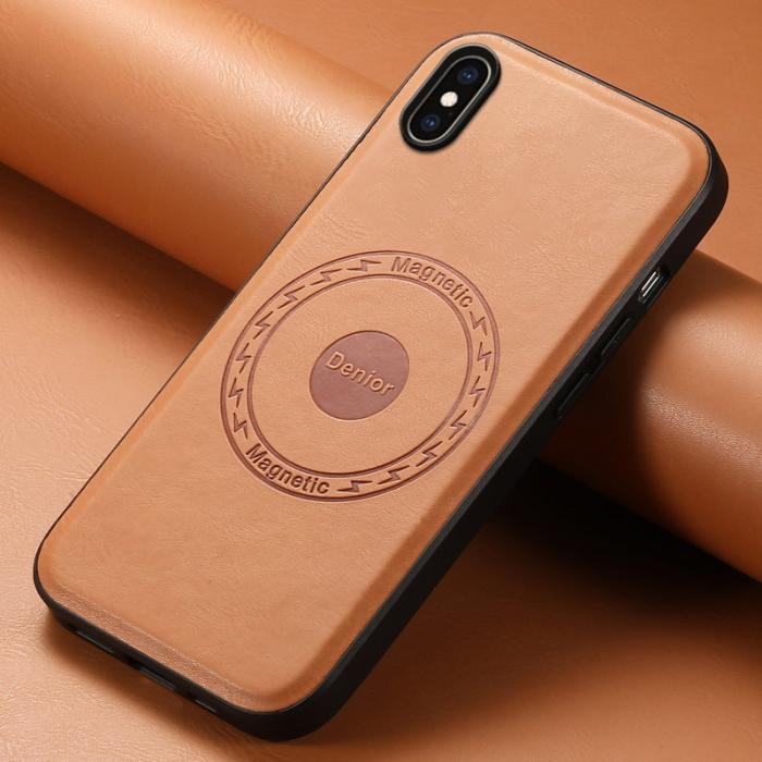 DENIOR - DENIOR Mobilskal till iPhone XS Max PU Läder Belagt PC+TPU Khaki