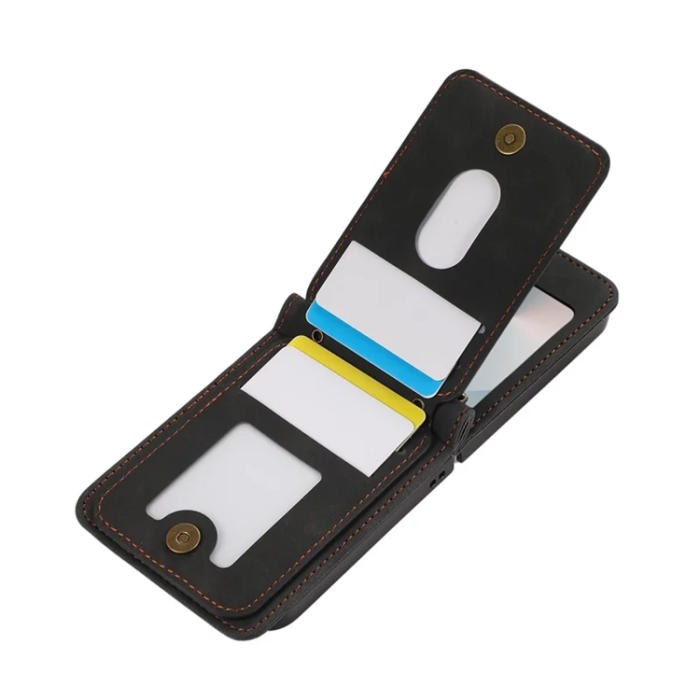 A-One Brand - Galaxy Z Flip7 Plånboksfodral Kickstand med Axelrem - Svart