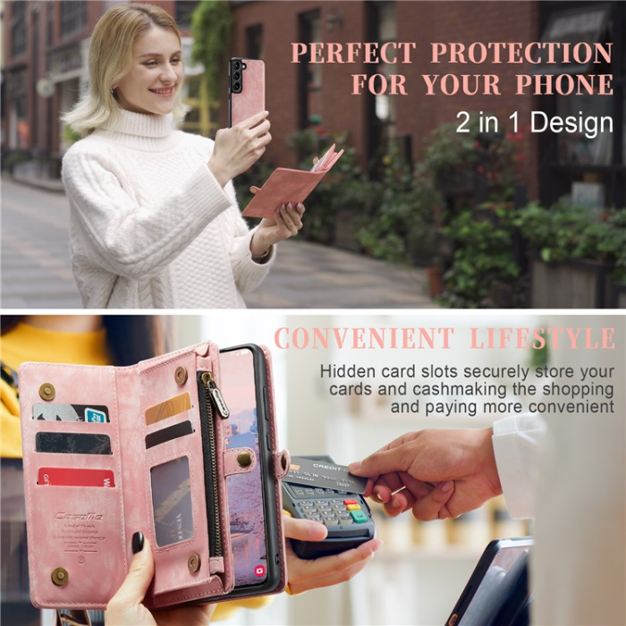 Caseme - Caseme Galaxy S23 Plånboksfodral Detachable - Rosa