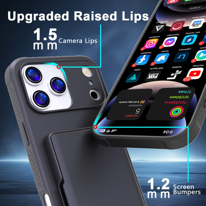 A-One Brand - iPhone 17 Pro Max Mobilskal Korthållare Mirror Kickstand