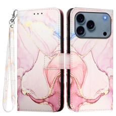 A-One Brand - iPhone 17 Pro Plånboksfodral Marble Pattern med Rem LS005