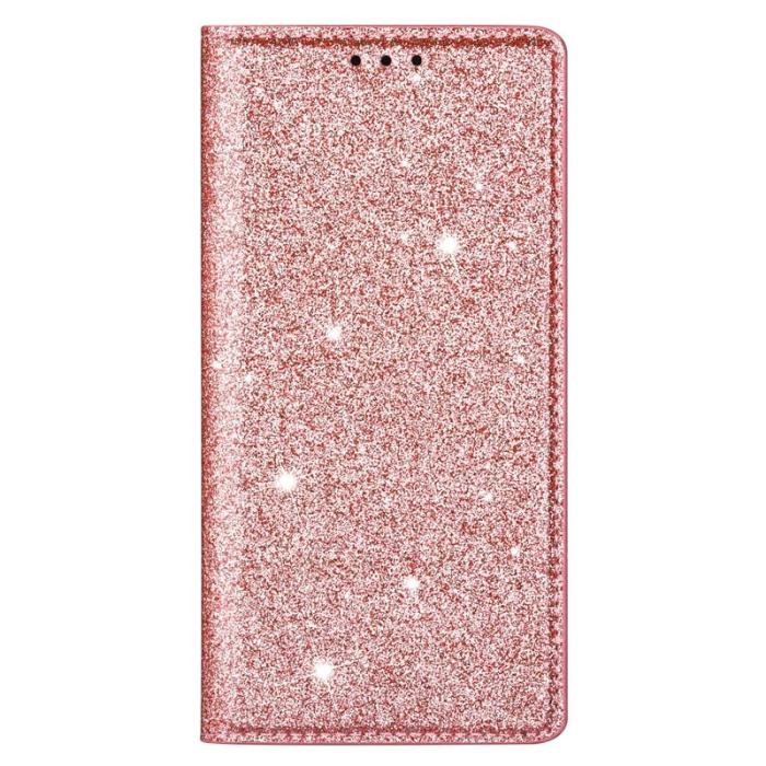 OEM - Mobilskal till SAMSUNG Galaxy S26 Glittrig PU Läder + TPU Kortfack - Roséguld