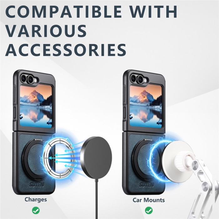 SUTENI - SUTENI Galaxy Z Flip 5 Mobilskal MagSafe G3 Waxy - Blå
