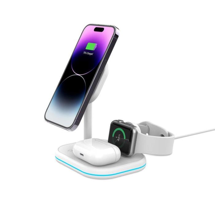 Tech-Protect - Tech-Protect 3-in-1 Trådlös Laddare Magsafe iPhone, Apple Watch, AirPods - Vit