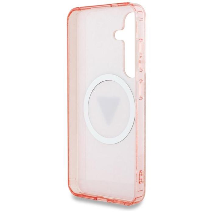 Guess - Guess Galaxy S25 Ultra Mobilskal MagSafe 4G Glitter Triangle Buttons - Rosa