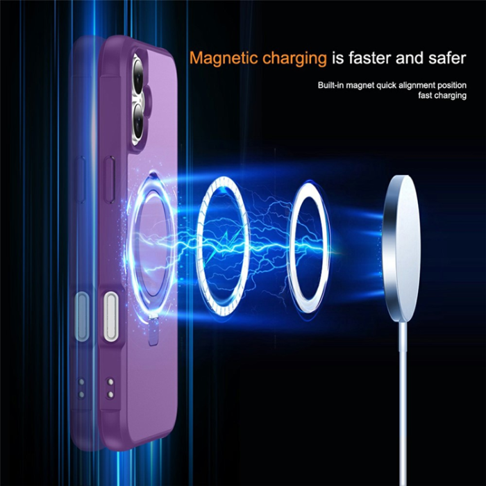 A-One Brand - iPhone 17 Mobilskal MagSafe TPU+PC Kickstand - Lila