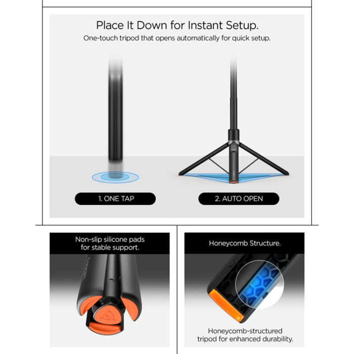 Spigen - Spigen Selfiestick Bluetooth Tripod S582W - Svart