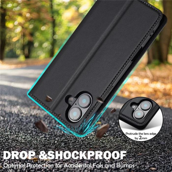 LC.imeeke - LC.IMEEKE iPhone 17 Plånboksfodral PU Läder - Svart