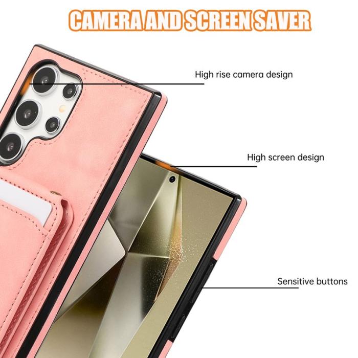OEM - Mobilfodral för Samsung Galaxy S26 Ultra Kickstand Kortfack - Rosa