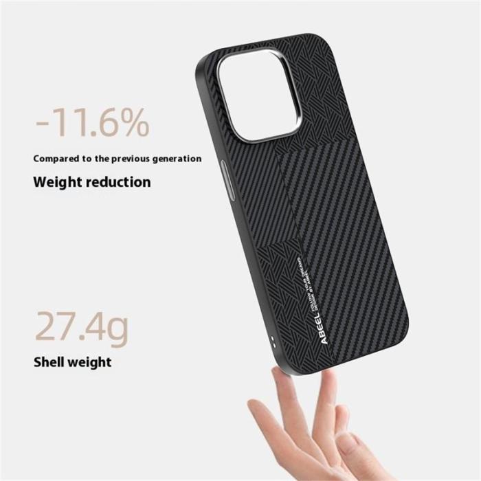 ABEEL - ABEEL Mobilskal till iPhone 13 Pro PC TPU Aluminium PU Läder - Textur 1