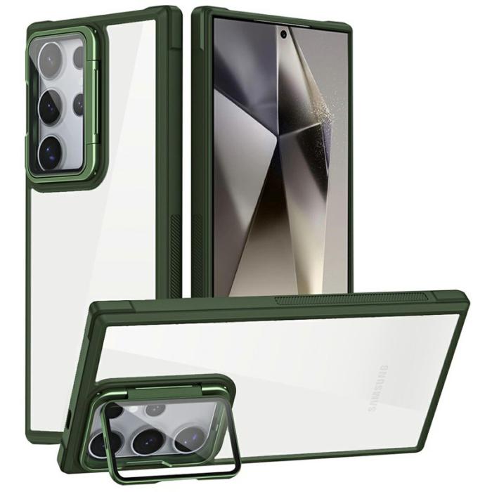 OEM - Mobilskal för Samsung Galaxy S26 Ultra PC + TPU med Kickstand - Grön