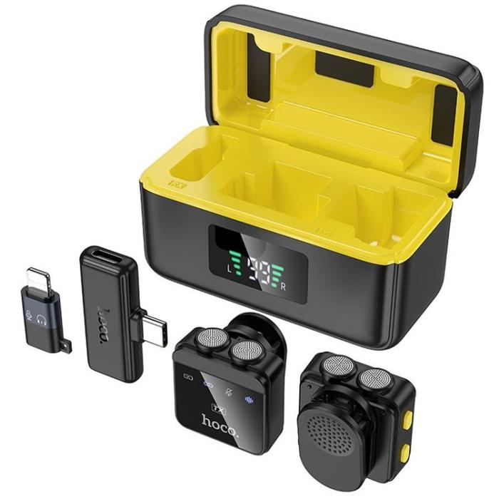 Hoco - Hoco [2 st] Trådlös Lavaliermikrofon Lightning / Typ C L17 - Svart