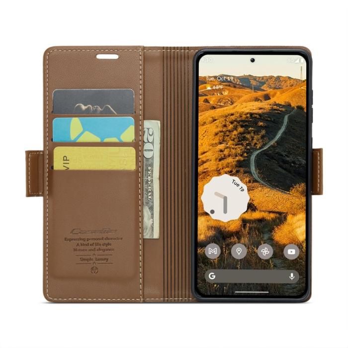 Caseme - CASEME Plånboksfodral Konstläder för Google Pixel 9 Pro XL - Brun