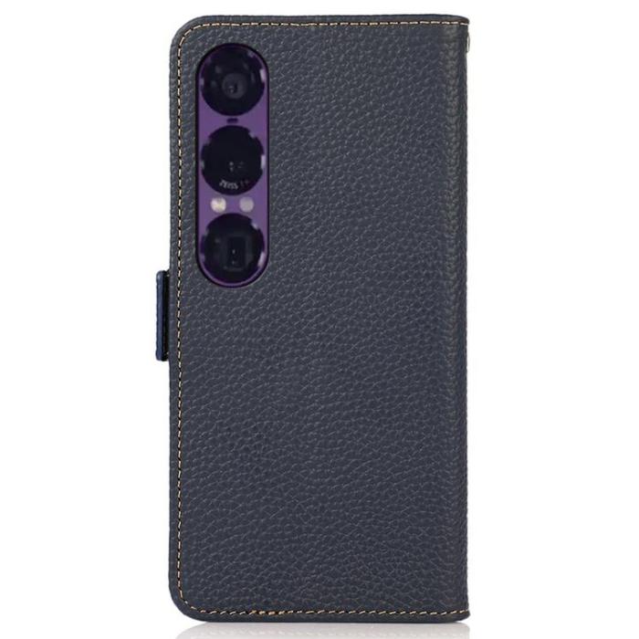 KHAZNEH - KHAZNEH Sony Xperia 1 VII Plånboksfodral RFID Äkta läder - Blå