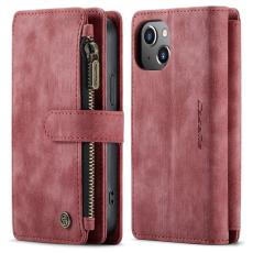 Caseme - CASEME Konstl&auml;der Pl&aring;nboksfodral f&ouml;r iPhone 13 mini med rem - R&ouml;d