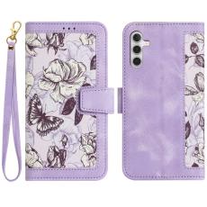 OEM - Mobilskal till Samsung Galaxy S26 Plus PU L&auml;der Blomm&ouml;nster - Lila
