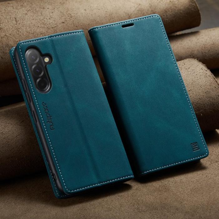 AUTSPACE - AUTSPACE Samsung Galaxy A56 5G Wallet Fodral KonstLäder - Blå