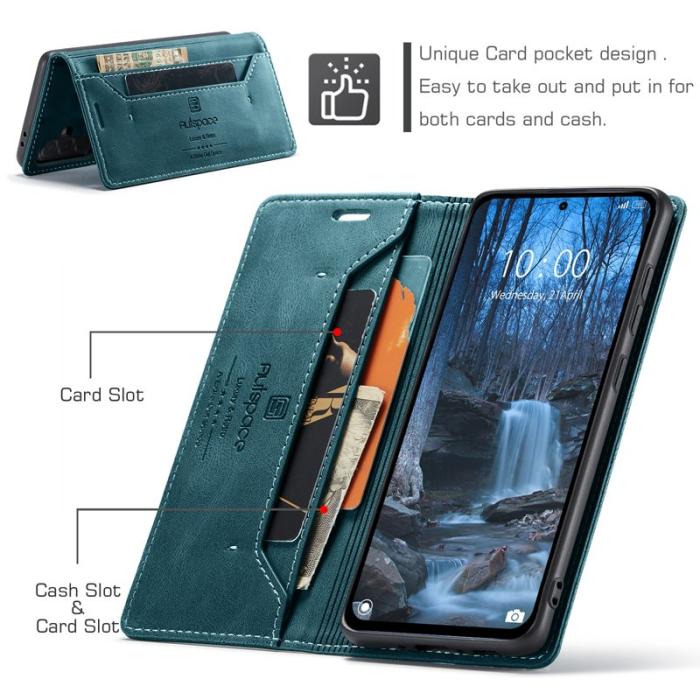 AUTSPACE - AUTSPACE Samsung Galaxy A56 5G Wallet Fodral KonstLäder - Blå
