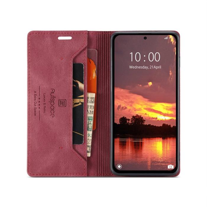 AUTSPACE - AUTSPACE Samsung Galaxy A56 5G Wallet Fodral KonstLäder - Röd