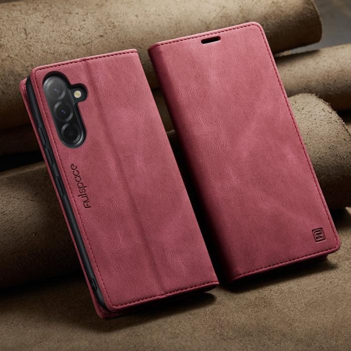 AUTSPACE - AUTSPACE Samsung Galaxy A56 5G Wallet Fodral KonstLäder - Röd