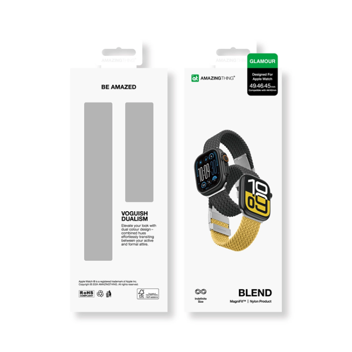 AmazingThing - [2-Pack]AmazingThing Apple Watch 45/46/49mm Armband Blend - Gul/Svart