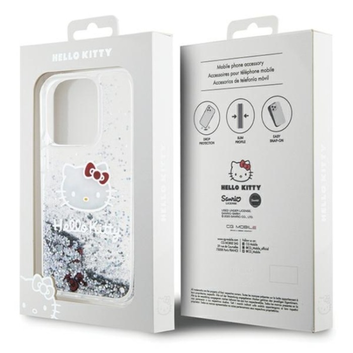 Hello Kitty - Hello Kitty iPhone 13 Pro Max Mobilskal Liquid Glitter Charms - Silver