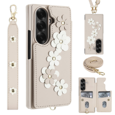 A-One Brand - Galaxy Z Fold7 Plånboksfodral Med 2 Remmar - Beige