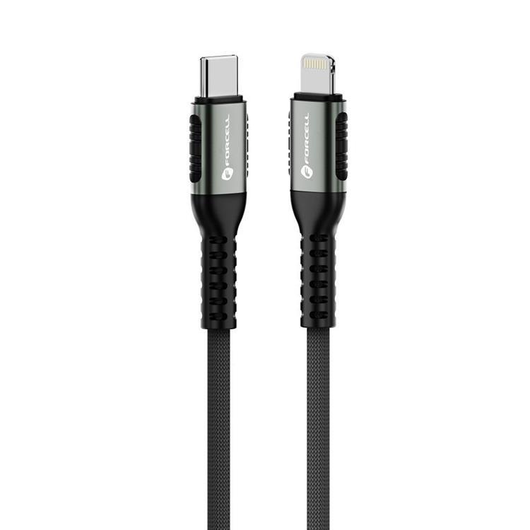 Forcell USB-C - Lightning 27W 3A Kabel 0.5m PD Cafule Svart | 3541 | AlltMobil