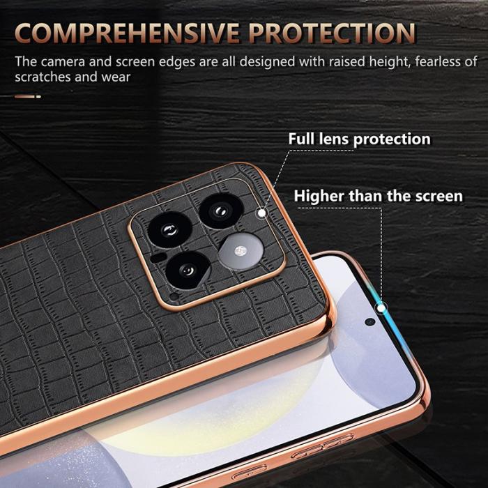 AZNS - AZNS Xiaomi 14 Fodral KonstLäder Krokodilmönster - Svart