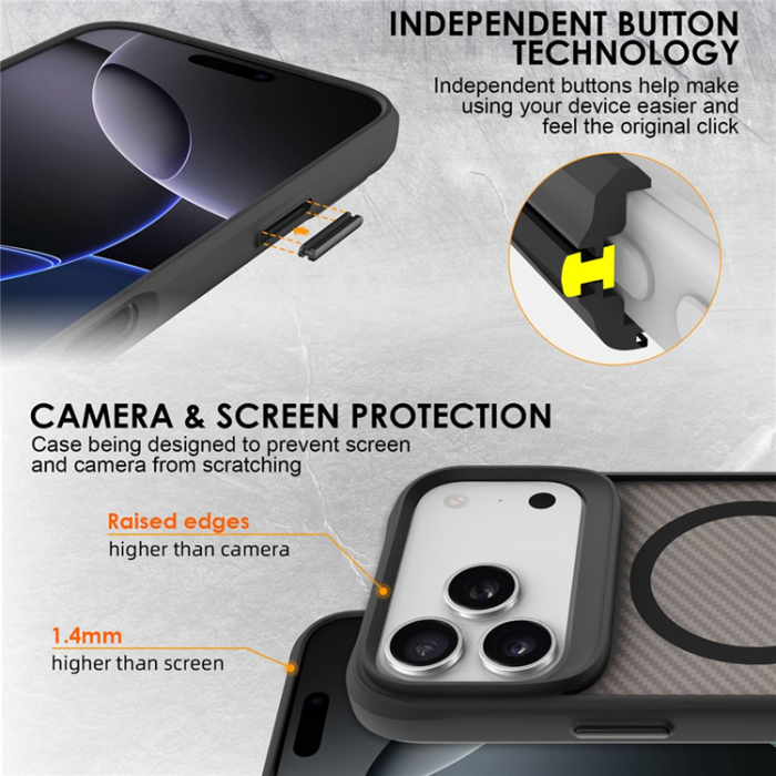 A-One Brand - iPhone 17 Pro Max Mobilskal MagSafe Carbon Fiber Texture - Svart
