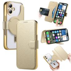 CASENEO - CASENEO Mobilskal till iPhone 16 Plus TPU Inre Avtagbart L&auml;der - Guld