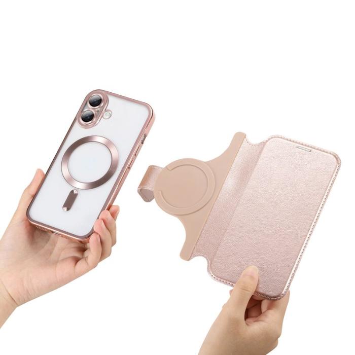 CASENEO - CASENEO Mobilskal till iPhone 16 Plus TPU Inre - Äkta läder - Roséguld