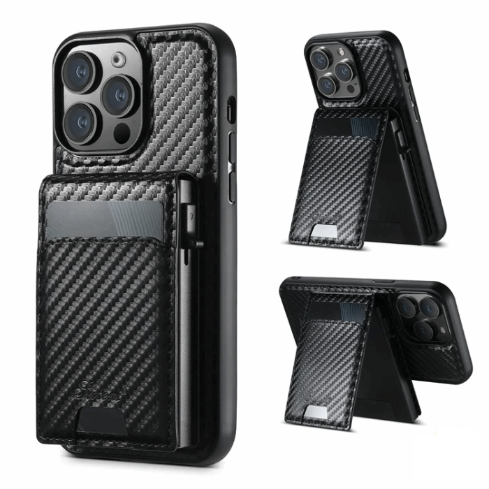 SUTENI - SUTENI iPhone 16 Pro Mobilskal Magsafe Korthållare Carbon Fiber
